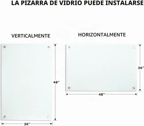 Vista 3 de Pizarra blanca magnética de cristal de borrado en seco, 4 x 3 pies, superficie blanca sin marco