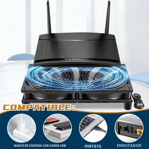 Vista 5 de Ventilador de refrigeración con router USB de 4.724 in x 2
