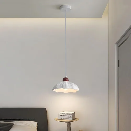 Vista 2 de Araña moderna - Lámpara colgante de resina retro para decorar la habitación de los niños, luz colgante moderna blanca ajustable para isla de cocina