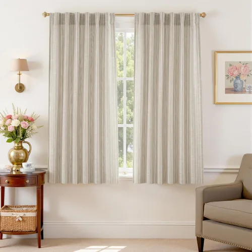 Vista 25 de DriftAway Cortinas de lino 100% opacas a rayas, de doble capa, 96 pulgadas de largo, para sala de estar, dormitorio, hilo teñido, con aislamiento