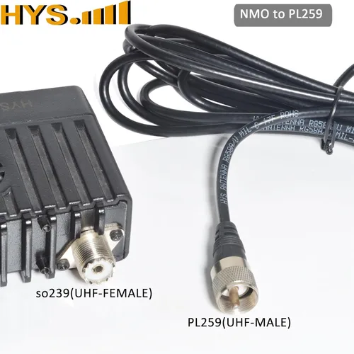 Vista 6 de Kit de antena HYS UHF NMO con cable coaxial RG58 de 13 pies y soporte de montaje de taladro Pretuned 150W NMO antenna kit with 13ft PL259 cable