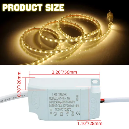 Vista 4 de Controlador LED de 1-3W, corriente constante 300mA CA 85-265V Salida 6-12V SM conector macho fuente de alimentación externa transformador