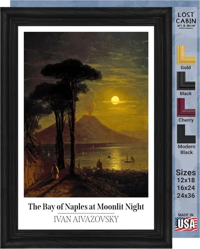 Vista 31 de Lost Cabin Dusk on the Golden Horn de Ivan Aivazovsky Impresión en marco plano negro Reproducción de pinturas de obras de arte finas Regalo
