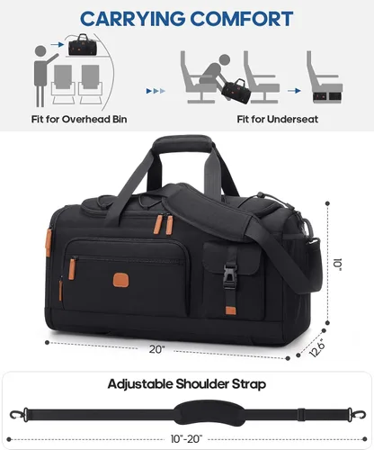 Vista 7 de Bolsa de gimnasio para hombres y mujeres con compartimento para zapatos y laptop, bolsa de viaje deportiva 3 en 1, mochila antirrobo para avión