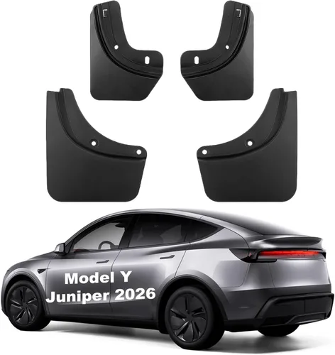 Vista 8 de Aletas de barro para Tesla Modelo Y Juniper Accesorios 2026 2025 Versión OEM Protectores de salpicaduras delanteros y traseros para todo