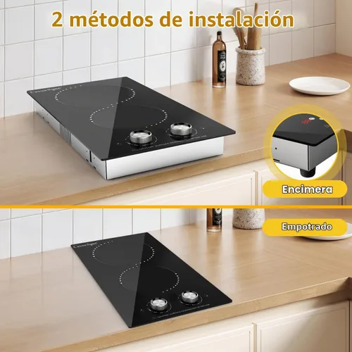 Vista 2 de Placa eléctrica de 12 pulgadas y 2 quemadores