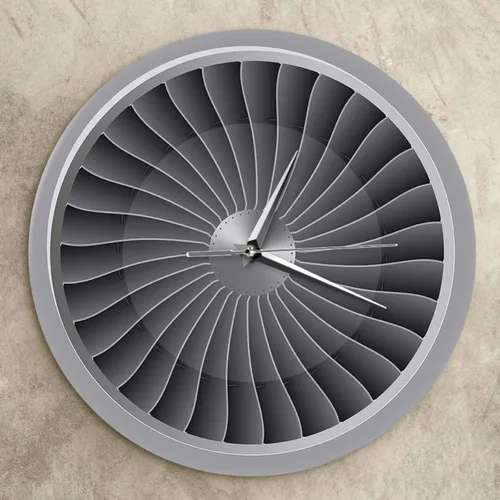Vista 3 de Reloj de pared – 12 pulgadas silencioso sin tictac motor a chorro de turbina ventilador de motor impreso acrílico reloj de pared de avión arte