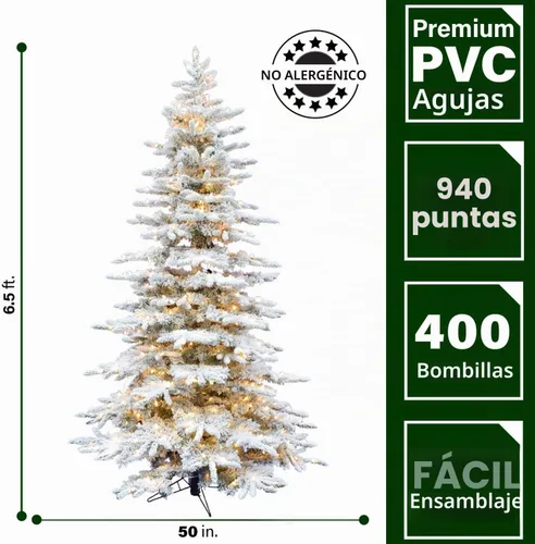 Vista 4 de Fraser Hill Farm Pine Valley - Árbol de Navidad con efecto nevado, 6.5 pies de alto, árbol de Navidad nevado con conexión fácil, luces inteligentes