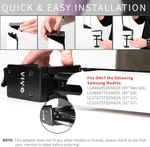 Vista 5 de VIVO Adaptador de abrazadera de escritorio diseñado para soportes de monitor OEM Samsung, soporta G7 y G9 de hasta 49 pulgadas, convertidor