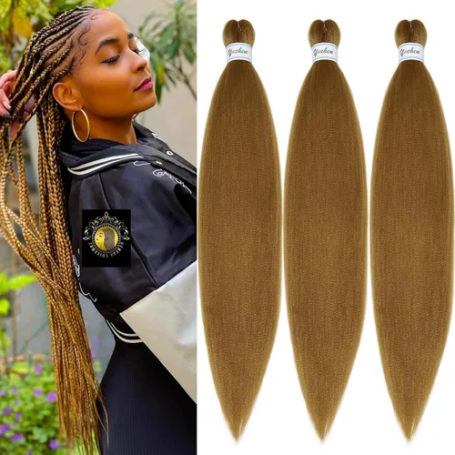 Vista 24 de Pelo trenzado corto 1B negro preestirado Extensiones de pelo trenzado para niños para trenzas de caja sin nudos, pelo trenzado preestirado de 16