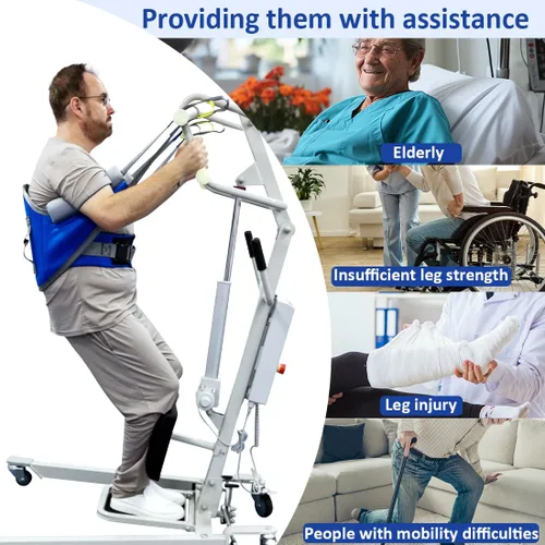Vista 7 de EZ Assistive Asistencia para sentarse a ponerse de pie y soporte acolchado con soporte para la espalda, la honda de elevación del paciente funciona