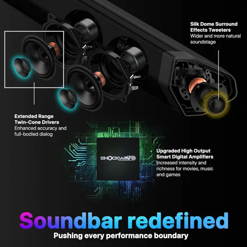 Vista 4 de Nakamichi Shockwafe 9.2.4 Dolby Atmos/DTSX Surround Soundbar