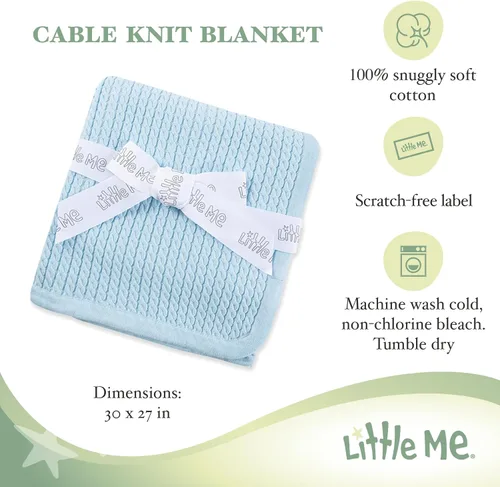 Vista 4 de Little Me Recibir mantas, Azul (Blue cable)