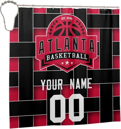 Vista 3 de Atlanta - Cortinas de ducha personalizadas con nombres y números, cortinas de ducha personalizadas con regalos para amantes, hombres, mujeres
