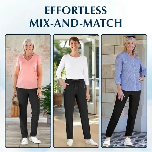 Vista 5 de Pantalones casuales de seda de hielo ultra elásticos para mujer de más de 50 años