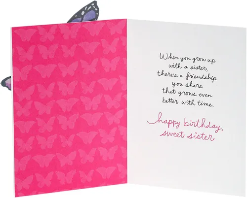 Vista 2 de Hallmark Tarjeta de cumpleaños exclusiva para hermana (mariposas)