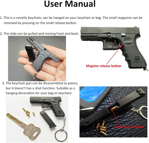 Vista 7 de Mini llavero de pistola, llavero con forma de pistola, llavero táctico pequeño con forma de pistola, regalo con colgante en forma de armas, llaveros