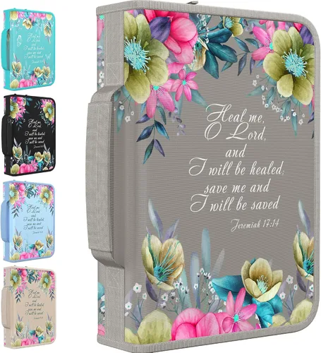 Vista 39 de DEHITE Funda para la Biblia para mujer, fundas de tela prémium para la Biblia para niñas, bolsa de transporte para mujer, ranuras para bolígrafos