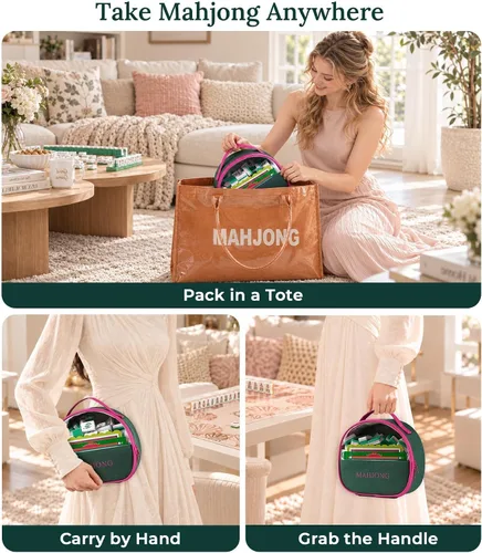 Vista 6 de Colorblock Mahjong - Bolsa para azulejos Mahjong de hasta 1.4 pulgadas Verde