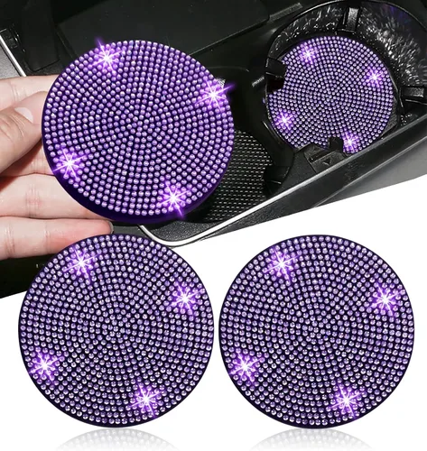 Vista 14 de NBTEPEM 2 posavasos de auto con diamantes de imitación, 2.75 pulgadas, antideslizantes, a prueba de golpes, universal, a la moda, para auto