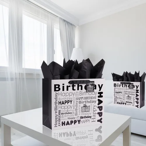 Vista 3 de JWSCYSY Bolsa de regalo extra grande de 16 pulgadas con papel de seda y tarjeta, bolsa de regalo de feliz cumpleaños para hombres y mujeres, 16 x