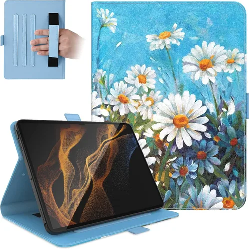 Vista 18 de Dteck Funda para Galaxy Tab S9 Plus/S8 Plus/S7 FE/S7 Plus de 12.4 pulgadas, función de reposo/activación automática de piel sintética con soporte