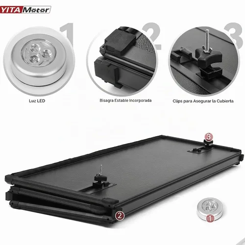 Vista 3 de YITAMOTOR - Cubierta dura de tres pliegues para plataforma de camioneta, FRP, compatible con Toyota Tacoma 2005-2015 (Excl. Edición Trail) de 5 pies