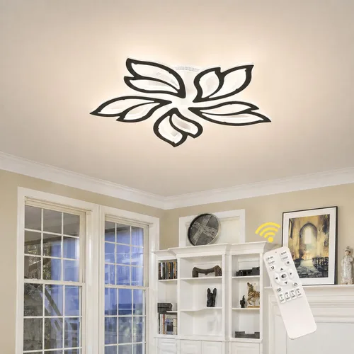 Vista 10 de Garwarm Lámpara de Techo Moderna, Candelabro LED Regulable de 23.6" Empotrado en el Techo, Control Remoto Lámpara de Hoja Acrílica Blanca para Sala