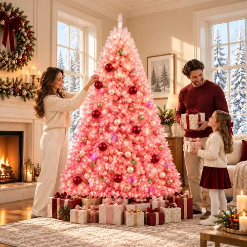 Vista 11 de Garvee 6 FT Prelit Pencil Christmas Tree, 100 Warm White LEDs, 578 Tips Snowy Pine Cones & Mixed Branches, Holiday Tree for Small Spaces