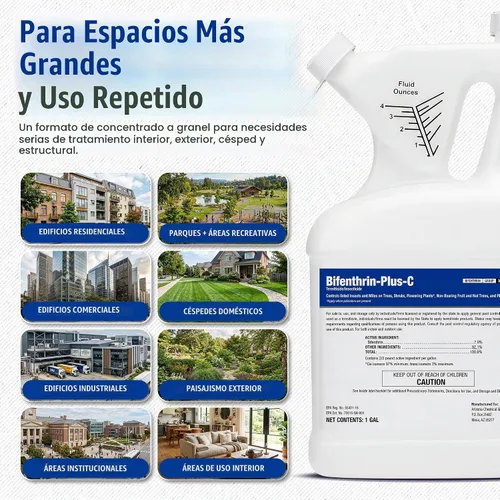 Vista 5 de Bifenthrin-Plus-C Insecticida (1 galón) – Mata cucarachas infestación interior, tratamiento de termitas, control de hormigas y spray de avispas