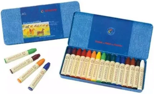 Vista 10 de Stockmar Juego de 16 crayones de cera de abejas, no tóxicos, crayones gigantes, crayones de cera de abeja para niños pequeños, niños - Waldorf