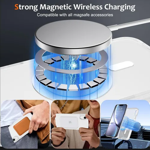 Vista 230 de Anuck - Funda magnética para iPhone 11 compatible con MagSafe, carcasa trasera mate translúcida dura, borde de TPU, delgada, resistente a impactos