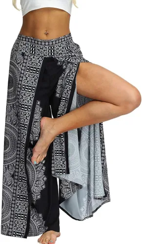Vista 3 de MsAnya Womens Palazzo Slit Wide Leg Pants Summer Casual Beach Boho Hippie Bohemian Pilate Plus Size 10-18