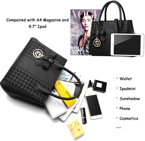 Vista 4 de Bolsos de mano para mujer de piel sintética de PU, bolso de hombro
