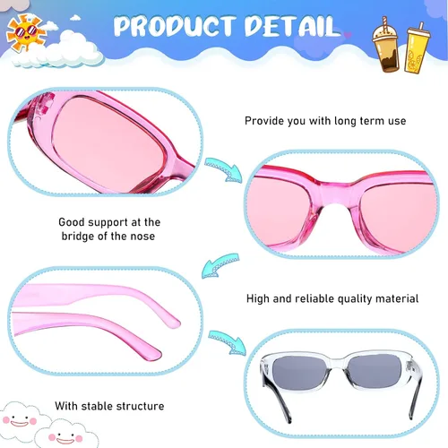 Vista 3 de Ecally 36 pares de lentes de sol rectangulares pequeños para mujeres, hombres y niñas, lentes cuadrados retro de los años 90, gafas de sol vintage