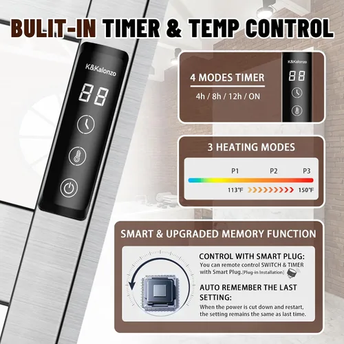 Vista 3 de K&KALONZO EL18SL - Toallero térmico de 5 bares, montaje en pared, calor rápido en 2 minutos, EL18SL Brushed, Fast Heat(122°F in 2 Min), Built-in