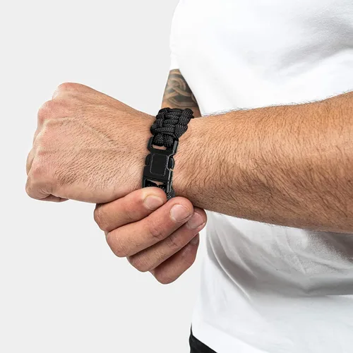 Vista 6 de SanWay - pulsera de supervivencia con silbato multifunción, con Paracord., Multicolor, Bhchpcd-blk