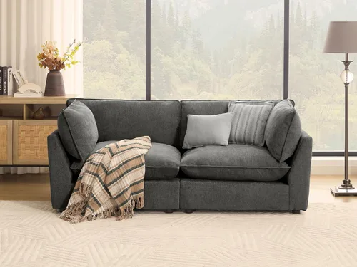 Vista 55 de Iroomy Oversized Modular Sectional Sofa, Chenille Cloud Couch, Deep Comfy Seat, 4-Seater Sofas, Couches, Living Room, Beige