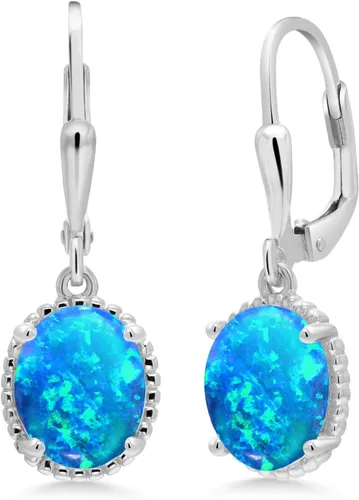 Vista 93 de Gem Stone King Aretes colgantes de gota para mujer, plata de ley 925, piedra natal ovalada de 0.354 x 0.276 in, joyería fina, regalos para ella