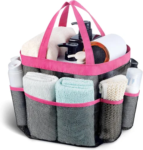 Vista 13 de Attmu Organizador de ducha de malla portátil, de secado rápido, bolsa de ducha colgante para dormitorio universitario, artículos esenciales de gran