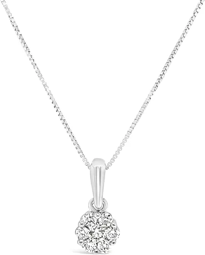Vista 2 de Cadena de oro blanco de 10 quilates y colgante de diamante halo de 15 quilates, joyería pequeña, pequeña y minimalista para mujer, ideal