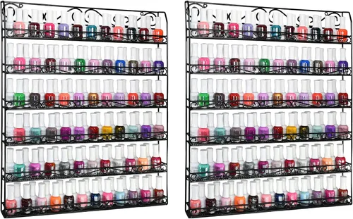 Vista 10 de AMT - Estantes metálicos para esmalte de uñas para pared, exhibición de esmalte de uñas transparente, organizador de aceites esenciales Young