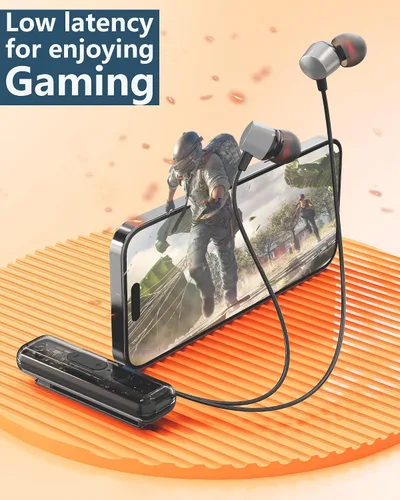 Vista 9 de ZXQ Auriculares Bluetooth con banda para el cuello con clip de solapa con micrófono, clip magnético intrauditivo inalámbrico para deportes Gris