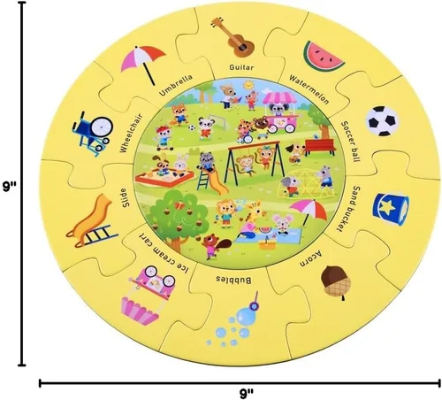 Vista 6 de MOLLYBEE KIDS Parque de rompecabezas de actividades Seek-and Find, 2 años, primer rompecabezas, 11 piezas, doble cara