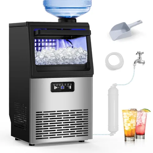 Vista 12 de Máquina de hielo debajo del mostrador, 95 libras/día con contenedor de almacenamiento de 35 libras, 40 cubos en 10 minutos, puerta reversible
