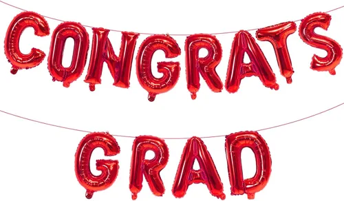 Vista 9 de KALOR Globos negros de 16 pulgadas con texto en inglés "Congrats Grad", letras de graduación negras, decoraciones de graduación 2026