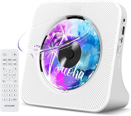 Vista 8 de Gueray Reproductor de CD portátil, reproductor de CD Kpop Bluetooth para escritorio con altavoz de sonido de alta fidelidad, radio FM, reproductor