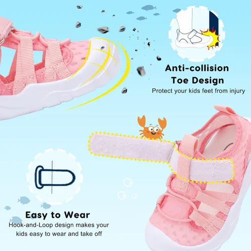 Vista 3 de JOINFREE Zapatos de agua transpirables Qucik para niños y niñas, zapatos de agua secos, sandalias deportivas de playa, ligeras, descalzas y flexibles