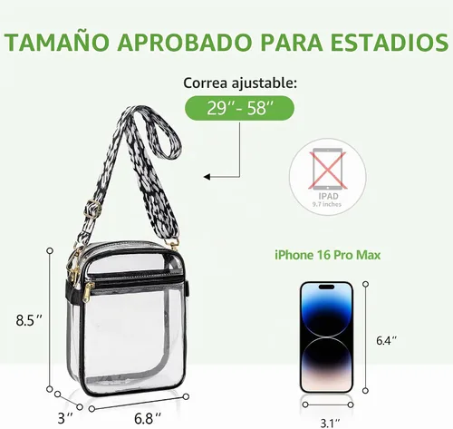 Vista 4 de MAY TREE Clear Bag for Stadium Events, 8.5x6.8x3 Inches Stadium Approved