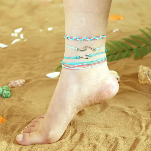 Vista 6 de Pulseras de tobillo para niñas, impermeables, bohemias, para mujer, regalo de joyería de Navidad